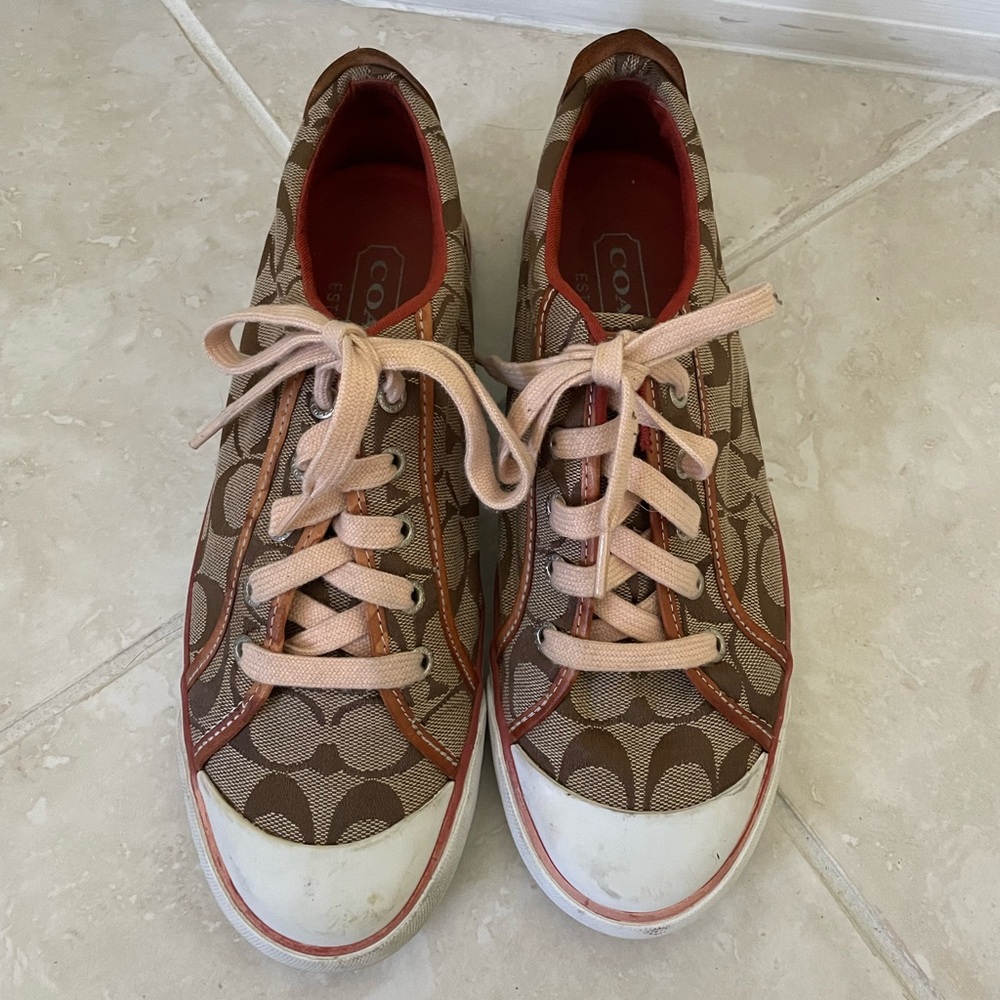 Coach Signature Canvas and Leather Tennis Shoes